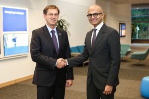 Predsednik Vlade RS Miro Cerar in CEO Microsoft Satya Nadella