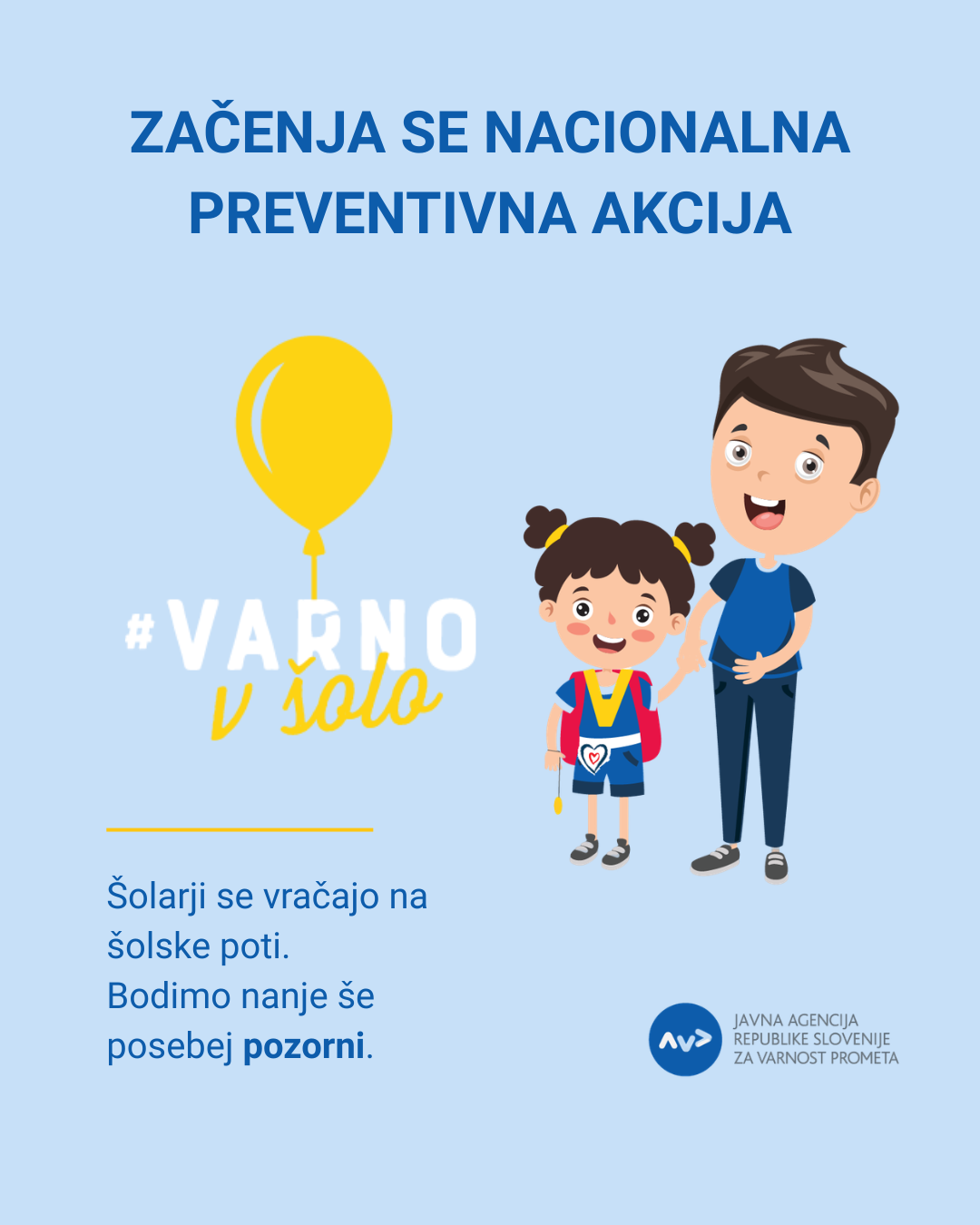 V ponedeljek začetek nacionalne preventivne akcije Varno v šolo